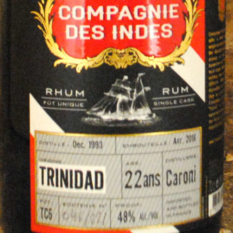 Rhum Trinidad Caroni 22 ans - Compagnie des Indes bouteille étiquette