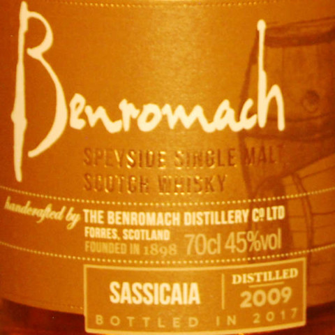 Benromach Sassicaia Wood Finish 2009 (bottled 2017) étiquette