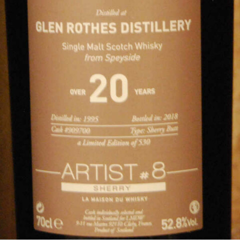 GLENROTHES 1995 Over 20 Years Sherry 8th Edition ARTIST S.V 52,8%